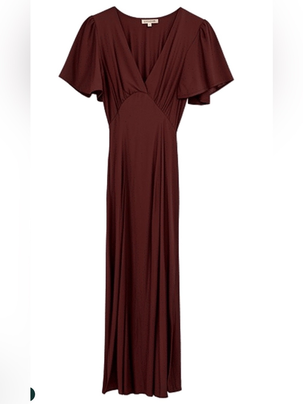 Verge Girl Burgundy Maxi Dress with Flutter Sleeves